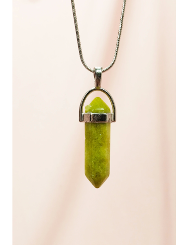Moldavit Doğal Taşı Zincirli El Yapımı Tasarımlı Kolye Uç: 3,5 cm Zincir: 20 cm Kutulu