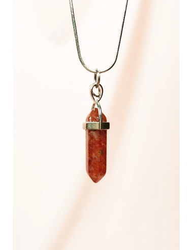 Jasper Doğal Taşı Zincirli El Yapımı Tasarımlı Kolye Uç: 3,5 cm Zincir: 20 cm Kutulu