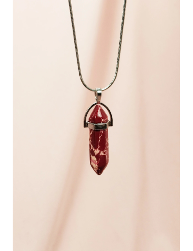 Rodokrozit Doğal Taşı Zincirli El Yapımı Tasarımlı Kolye Uç: 3,5 cm Zincir: 20 cm Kutulu