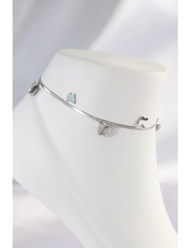 316L Çelik Gümüş Renk Minimal Kelebekli Halhal