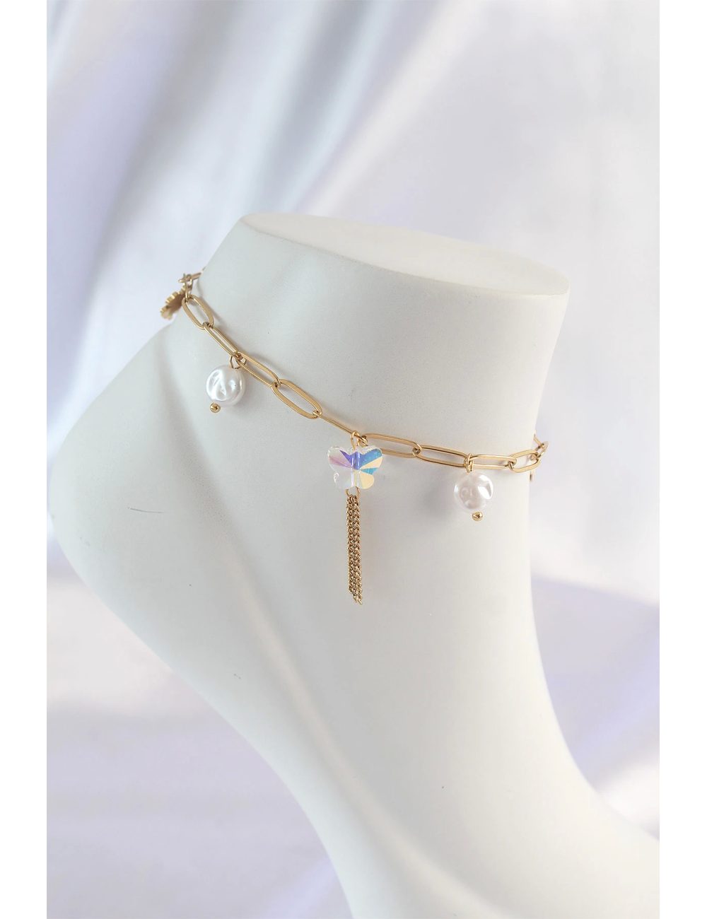 316L Çelik Gold Renk Sallantılı Kelebek Halhal