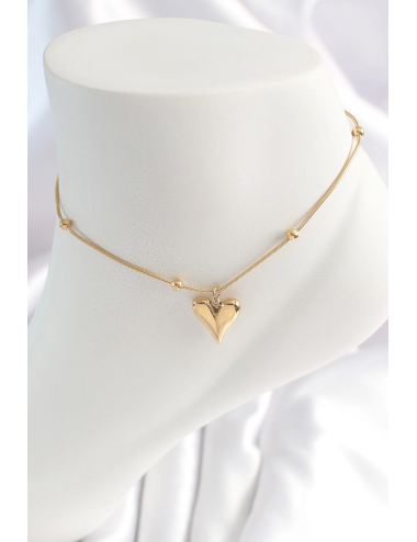 316L Çelik Gold Renk Minimal Topçuk Detay Kalp Figür Kadın HalHal