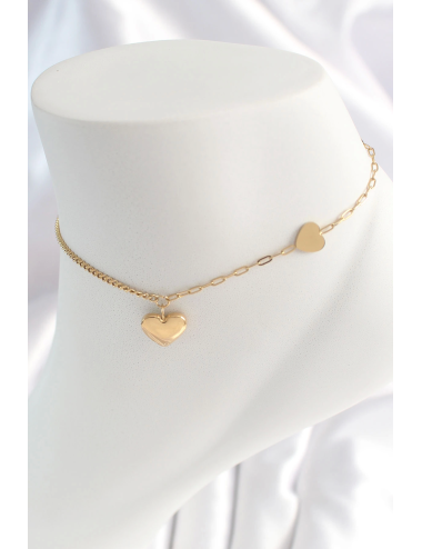 316L Çelik Gold Renk Kalp Model Kadın HalHal