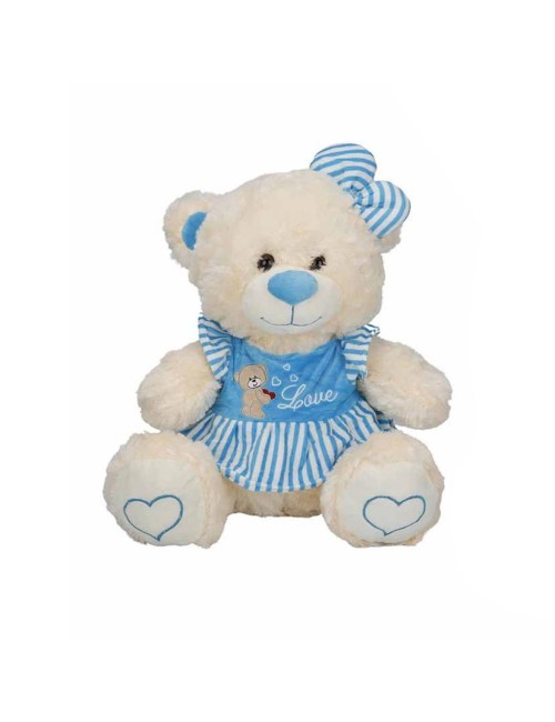 Nessiworld 8334 Oturan Çizgili Elbiseli Peluş Ayı 40 cm -Sunman