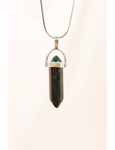 Mat Oniks Doğal Taşı Zincirli El Yapımı Tasarımlı Kolye Uç: 3,5 cm Zincir: 20 cm Kutulu