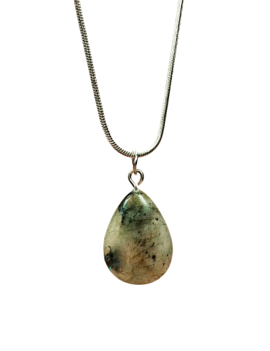 Labradorit Doğal Taşı Zincirli El Yapımı Kolye Uç: 2 cm Zincir: 20 cm Kutulu