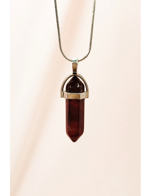 Granit Doğal Taşı Zincirli El Yapımı Tasarımlı Kolye Uç: 3,5 cm Zincir: 20 cm Kutulu