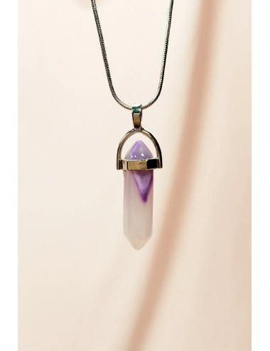 Florid Doğal Taşı Zincirli El Yapımı Tasarımlı Kolye Uç: 3,5 cm Zincir: 20 cm Kutulu