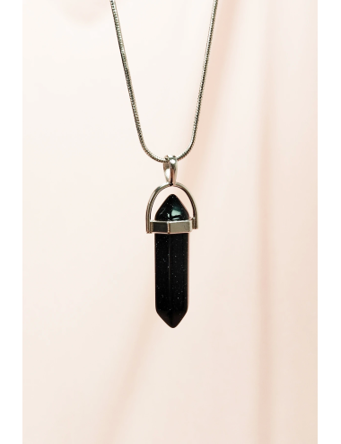 Siyah Yıldız Taşı Doğal Taşı Zincirli El Yapımı Tasarımlı Kolye Uç: 3,5 cm Zincir: 20 cm Kutulu