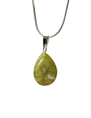 Akuamarin Doğal Taşı Zincirli El Yapımı Kolye Uç: 3 cm Zincir: 20 cm Kutulu